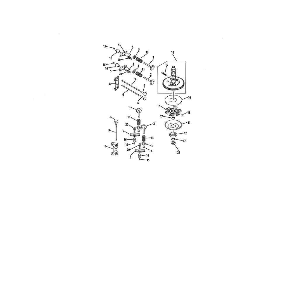 Camshaft & Valves Diagram and Parts List for 893999  Cub Cadet Lawn Tractor